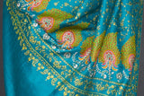 embroidered pashmina green designdar shawl 40X80 inch