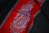 Embroidered fine wool stole designdar 28x80 inch