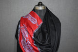 Embroidered fine wool stole designdar 28x80 inch