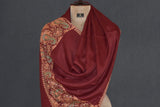Pashmina embroidered stole maroon 28x80 inch