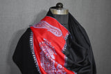 Embroidered fine wool stole designdar 28x80 inch