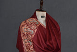 Pashmina embroidered stole maroon 28x80 inch