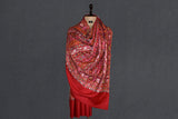 Pashmina handmade hand embroidered red shawl