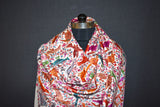 Pashmina Hand embroidered bird jammawar shawl 40"x80"