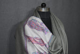 Embroidered fine wool stole designdar 28x80 inch