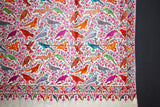 Pashmina Hand embroidered bird jammawar shawl 40"x80"