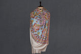 Pashmina kalamkari hand Embroidered shawl gulabkar beige 45x90 inch