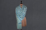 cashmere embroidered fine wool stole 28x80 inch