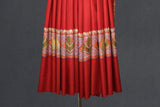 Pashmina Hand embroidered dour red shawl 40"x80"