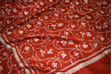 Pashmina Hand embroidered rust jall shawl 40"x80"