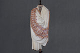 Pashmina hand embroidered cream shawl 40X80 inch