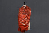 Pashmina Hand embroidered rust jall shawl 40"x80"