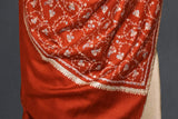 Pashmina Hand embroidered rust jall shawl 40"x80"
