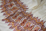 Pashmina hand embroidered cream shawl 40X80 inch