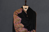 Pashmina hand embroidered black shawl 40X80 inch
