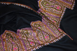 Pashmina hand embroidered black shawl 40X80 inch
