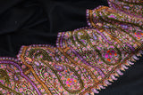 Pashmina hand embroidered black shawl 40X80 inch