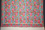 Pashmina Hand embroidered jammawar white shawl 40"x80"
