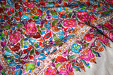 Pashmina Hand embroidered jammawar white shawl 40"x80"