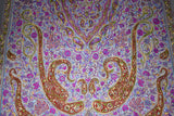 Pashmina hand embroidered white jammawar shawl  40x80 inch