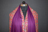 Pashmina Hand embroidered purple shawl 40"x80"