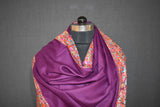 Pashmina Hand embroidered purple shawl 40"x80"