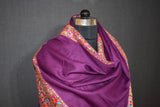 Pashmina Hand embroidered purple shawl 40"x80"