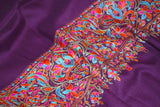 Pashmina Hand embroidered purple shawl 40"x80"