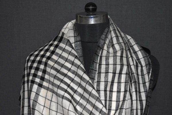 Pashmina handwoven check stole 28X80 inch