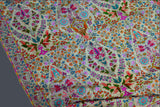 Handcrafted Pashmina allover embroidred shawl white 40x80 inch