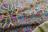 Handcrafted Pashmina allover embroidred shawl white 40x80 inch