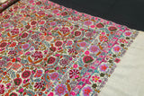 hand embroidered pashmina white shawl 40x80 inch