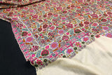 hand embroidered pashmina white shawl 40x80 inch