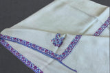 cashmere embroidered fine wool stole 28x80 inch