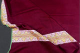 Cashmere hand embroidered maroon trim shawl 40X80 inch