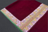 Cashmere hand embroidered maroon trim shawl 40X80 inch