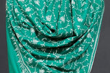 Pashmina embroidered green stole 28x80 inch