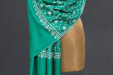 Pashmina embroidered green stole 28x80 inch