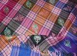 Embroidered check stole 28x80 inch