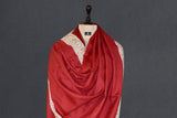 Pashmina hand embroidered red shawl 40x80 inch