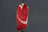 Pashmina hand embroidered red shawl 40x80 inch