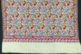 Pashmina Embroidered white jamma shawl 40X80 inch