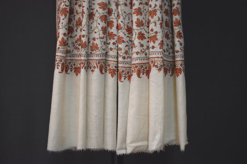 embroidered pashmina white jali shawl 40X80 inch