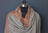 embroidered pashmina dordar shawl 40X80 inch natural