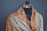 embroidered pashmina dordar shawl 40X80 inch natural