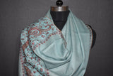Embroidered fine wool stole 28x80 inch