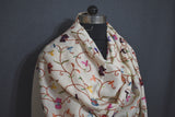 Embroidered stole fine wool 28x80 inch