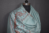 Embroidered fine wool stole 28x80 inch