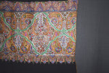 large size Hand embroidered pashmina shawl 43X86 inch  Black paldar