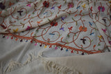 Embroidered stole fine wool 28x80 inch
